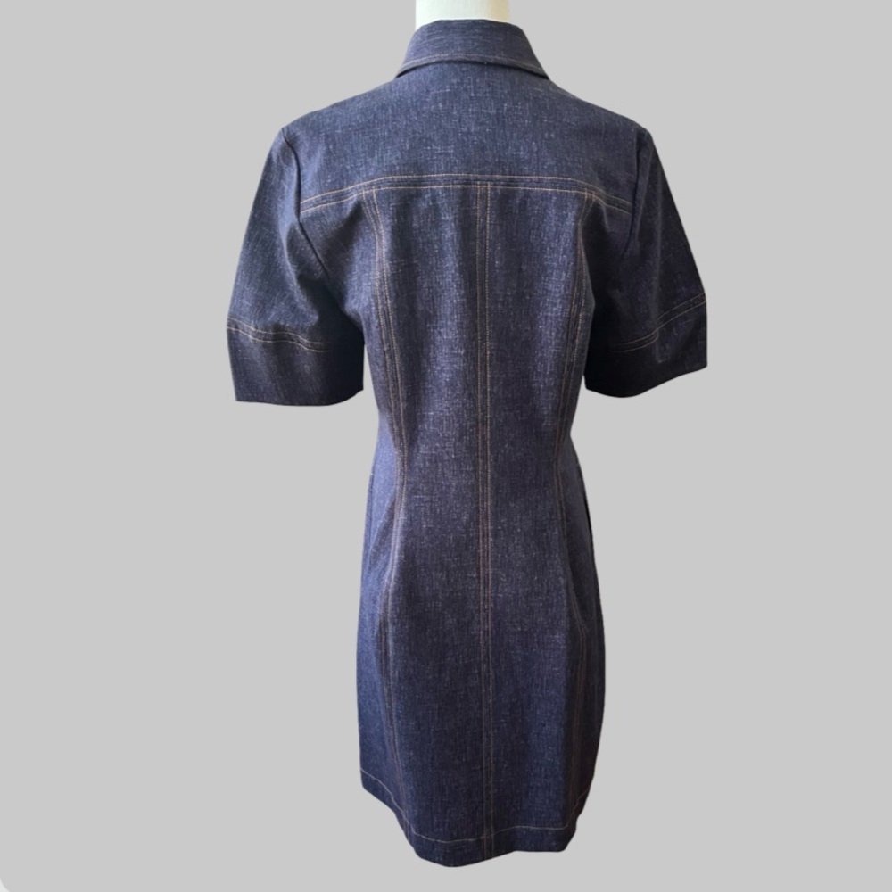 NWT Pearl Midnight Stretch Denim Snap Button Front Dress Size 10 - Picture 4 of 12